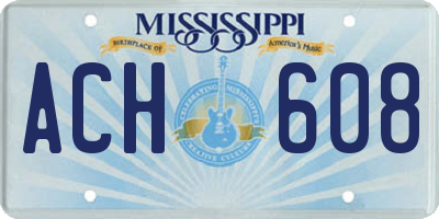 MS license plate ACH608