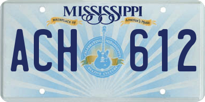 MS license plate ACH612