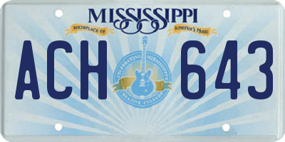 MS license plate ACH643