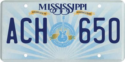 MS license plate ACH650