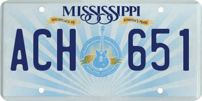 MS license plate ACH651