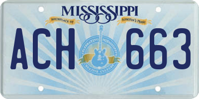 MS license plate ACH663