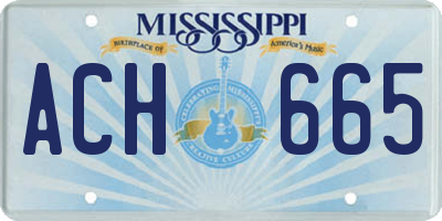 MS license plate ACH665