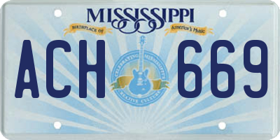 MS license plate ACH669