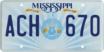 MS license plate ACH670