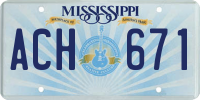 MS license plate ACH671