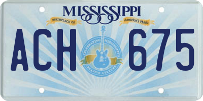 MS license plate ACH675