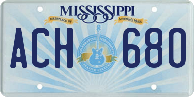 MS license plate ACH680