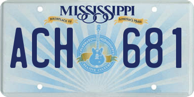 MS license plate ACH681