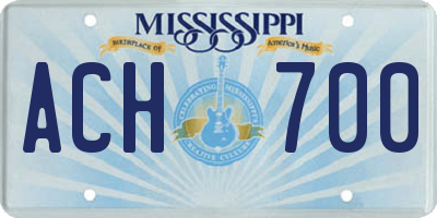 MS license plate ACH700