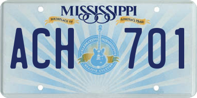 MS license plate ACH701