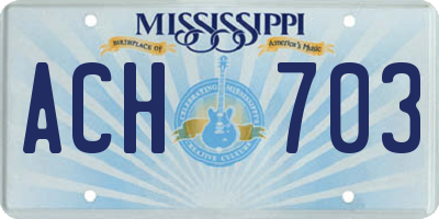 MS license plate ACH703