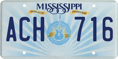 MS license plate ACH716