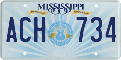 MS license plate ACH734