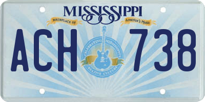 MS license plate ACH738