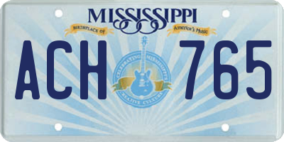 MS license plate ACH765