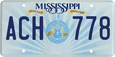 MS license plate ACH778