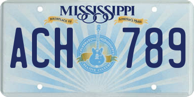MS license plate ACH789