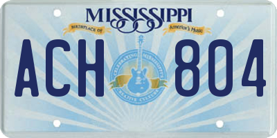 MS license plate ACH804