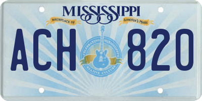 MS license plate ACH820