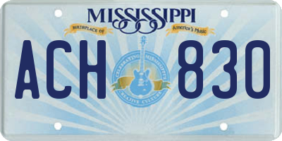 MS license plate ACH830