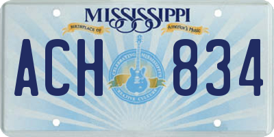 MS license plate ACH834