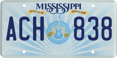 MS license plate ACH838