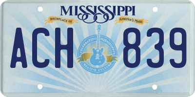 MS license plate ACH839