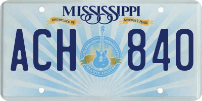 MS license plate ACH840
