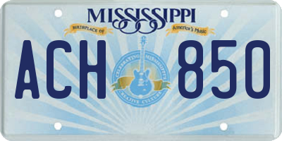 MS license plate ACH850