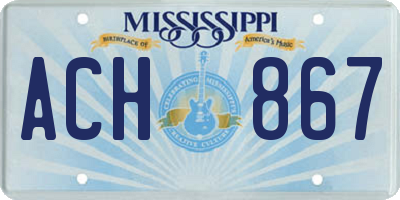 MS license plate ACH867
