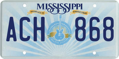 MS license plate ACH868