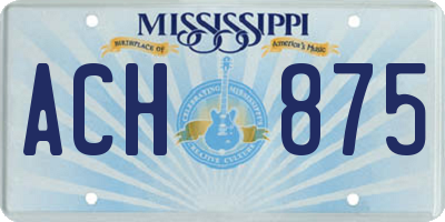 MS license plate ACH875
