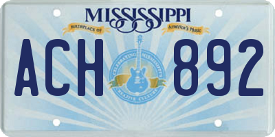 MS license plate ACH892