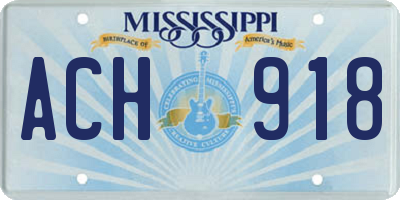 MS license plate ACH918