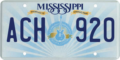 MS license plate ACH920