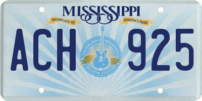 MS license plate ACH925