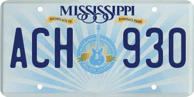 MS license plate ACH930