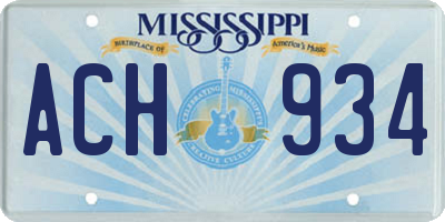MS license plate ACH934