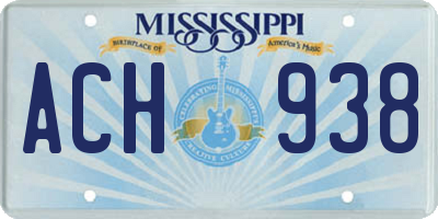 MS license plate ACH938