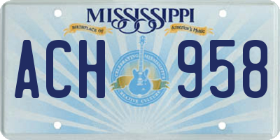 MS license plate ACH958