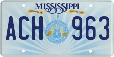 MS license plate ACH963
