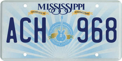 MS license plate ACH968