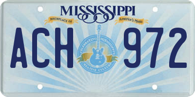 MS license plate ACH972