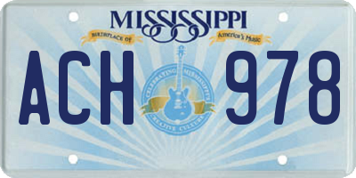 MS license plate ACH978