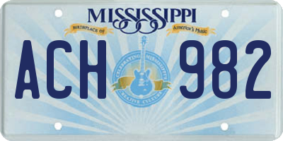 MS license plate ACH982
