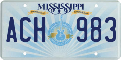 MS license plate ACH983