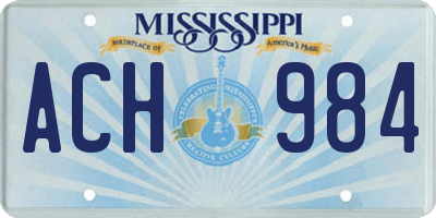 MS license plate ACH984