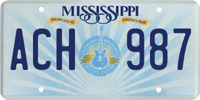 MS license plate ACH987