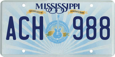 MS license plate ACH988